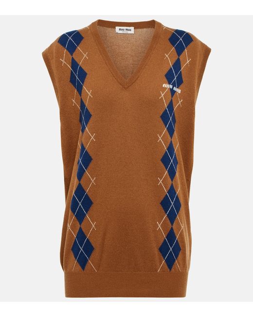 Miu Miu Argyle cashmere sweater vest