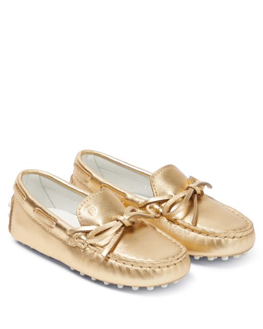 Tod'S Junior Gommino metallic leather loafers