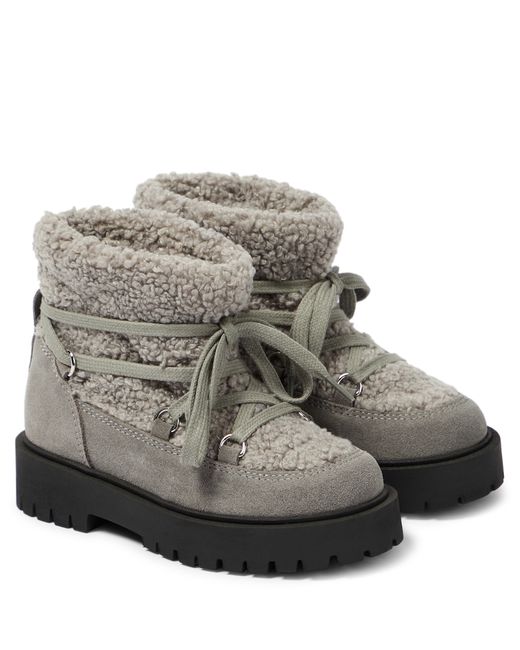 Il Gufo Faux shearling and suede ankle boots