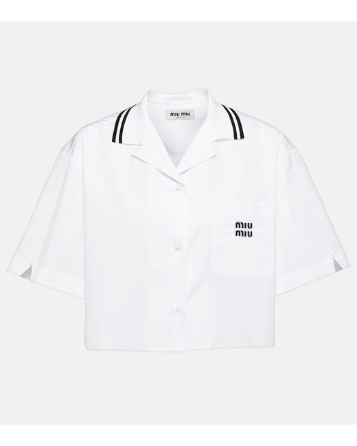 Miu Miu Logo cotton poplin cropped shirt