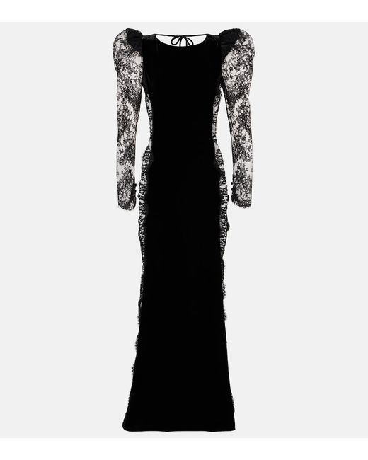 Alessandra Rich Lace-trimmed velvet maxi dress