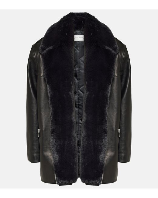 Magda Butrym Faux fur-trimmed leather jacket