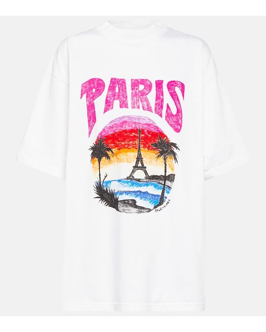 Balenciaga Tropical Paris cotton jersey T-shirt