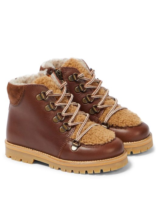 Petit Nord Shearling-trimmed leather boots