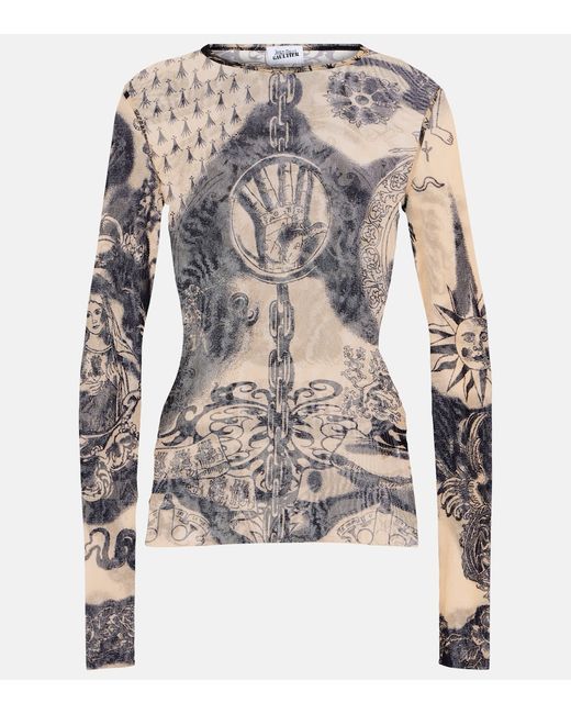 Jean Paul Gaultier Tattoo Collection printed mesh top
