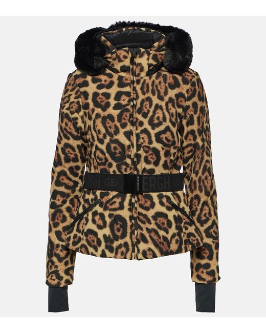 Goldbergh Fierce leopard-print faux fur down jacket