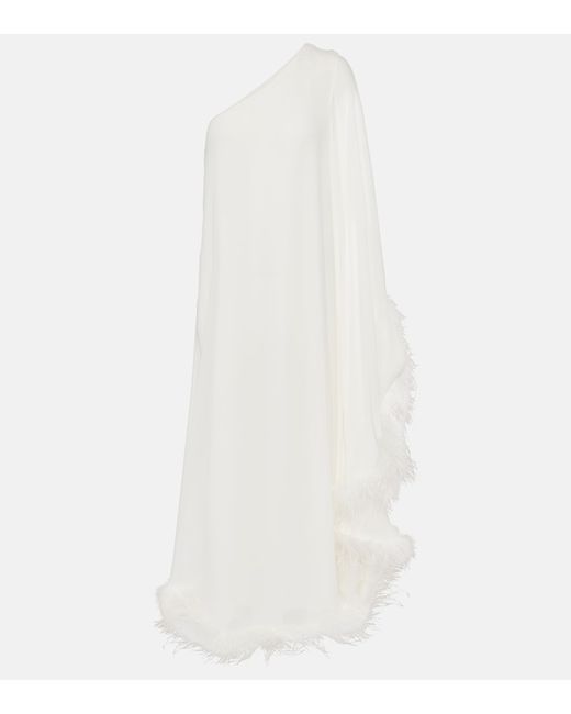 rixo Bridal Liza feather-trimmed maxi dress
