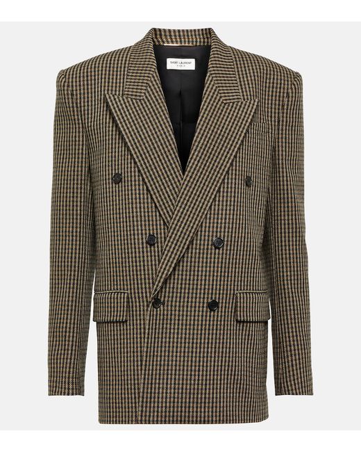 Saint Laurent Oversized checked wool-blend blazer