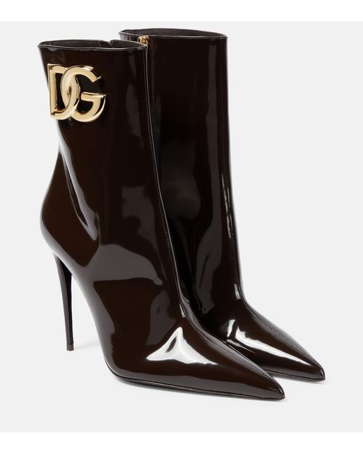 Dolce & Gabbana DG patent leather ankle boots