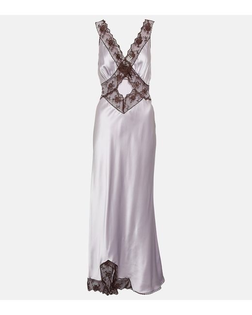 Sir. Aries lace-trimmed cutout silk gown