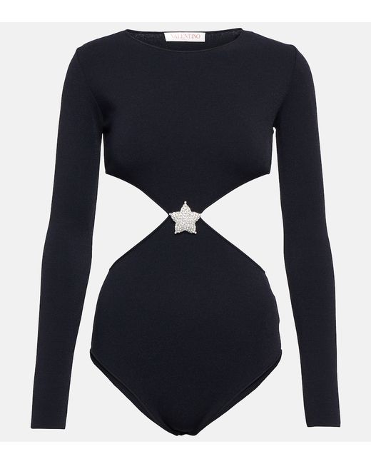 Valentino Embellished cut-out bodysuit