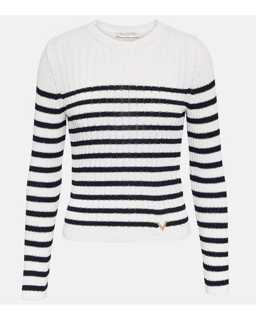 Valentino Striped ribbed-knit sweater