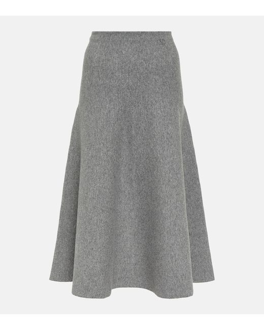 Valentino High-rise wool-blend midi skirt