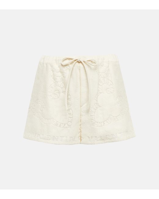 Valentino Cutwork cotton-blend shorts