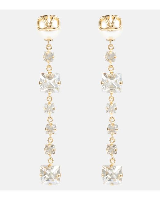 Valentino VLogo embellished drop earrings