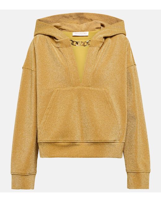 Valentino VLogo embellished lamé hoodie