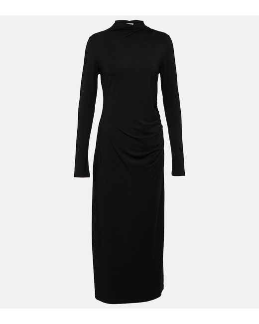Vince Ruched high-neck jersey midi dress