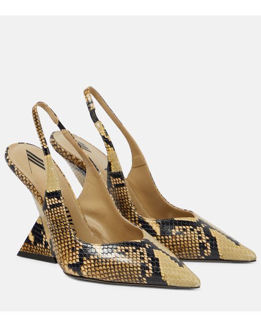 Attico Cheope snake-effect leather slingback pumps