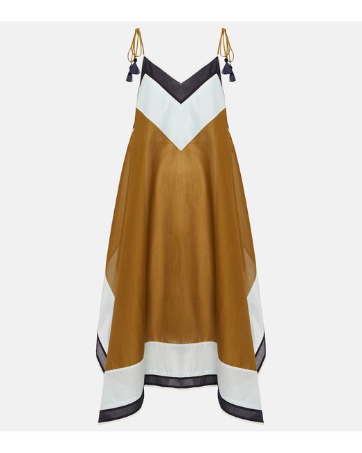 Tory Burch Colorblocked cotton maxi dress