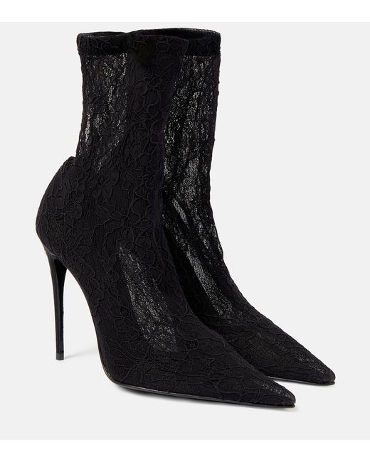 Dolce & Gabbana Lollo lace and leather ankle boots