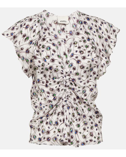 Isabel Marant Lonea ruched printed top