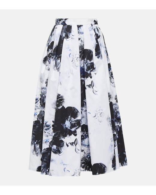 Alexander McQueen Printed cotton poplin midi skirt