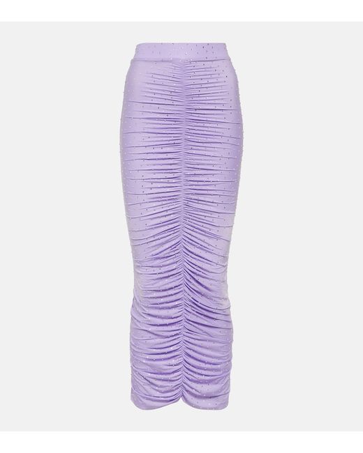 Alex Perry Crystal-embellished ruched midi skirt