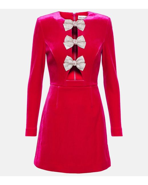 Rebecca Vallance Bernadette bow-detail velvet minidress