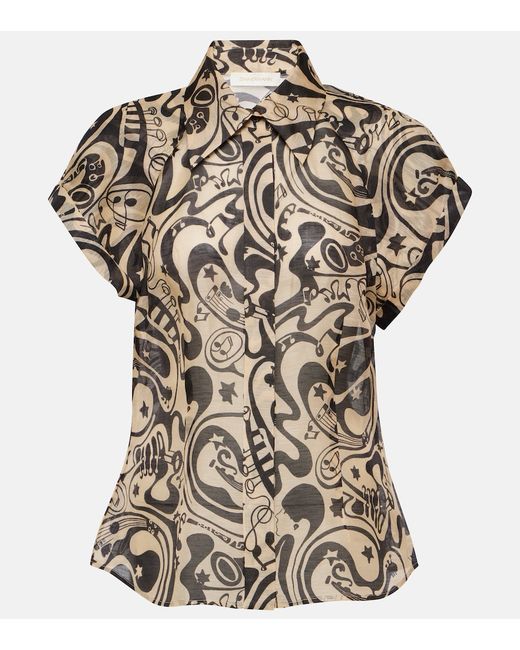 Zimmermann Matchmaker printed linen and silk blouse