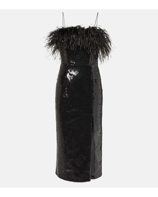 Rebecca Vallance Nika feather-trimmed midi dress