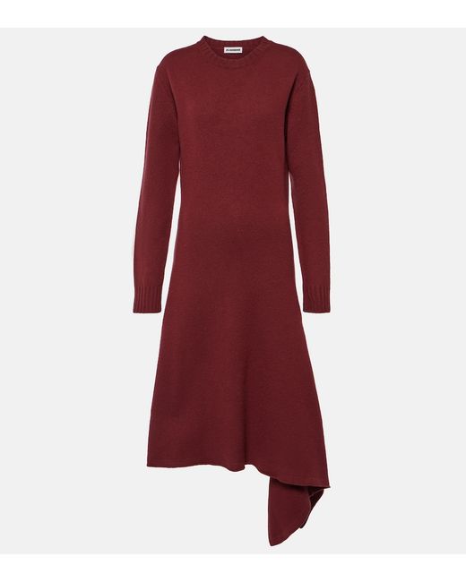 Jil Sander Asymmetric wool maxi dress