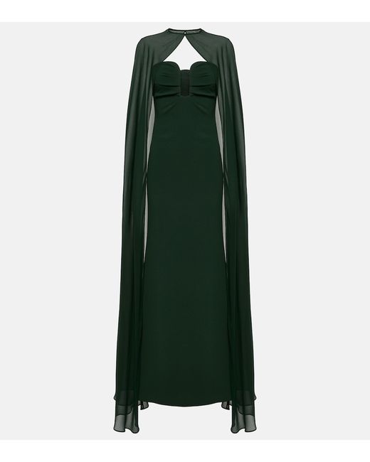 Roland Mouret Caped strapless satin crepe gown