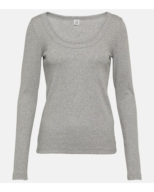 Totême Ribbed-knit cotton-blend jersey top