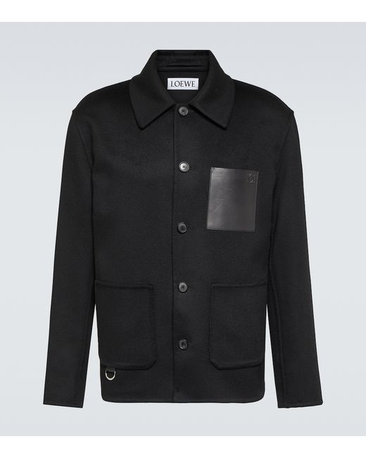 Loewe Leather-trimmed wool and cashmere overshirt