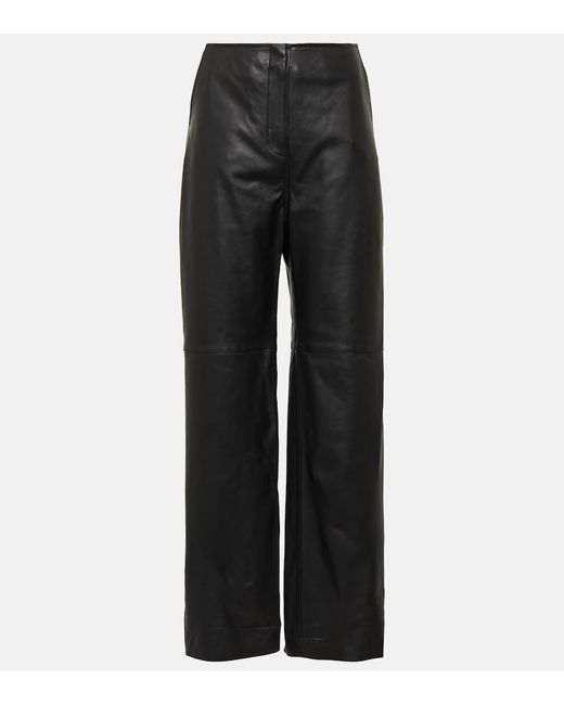 Totême High-rise leather wide-leg pants
