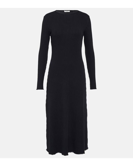 Vince Ribbed-knit cotton-blend midi dress