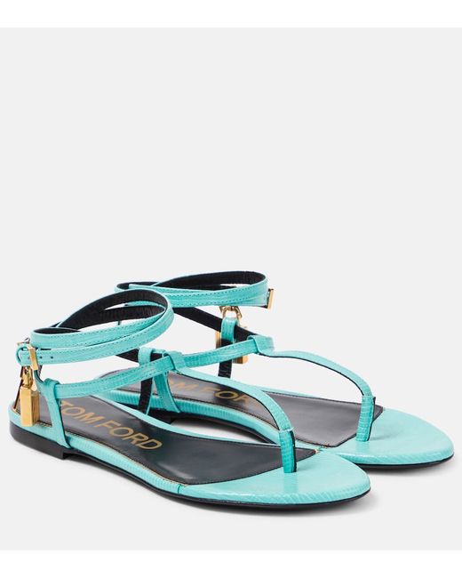 Tom Ford Padlock leather thong sandals