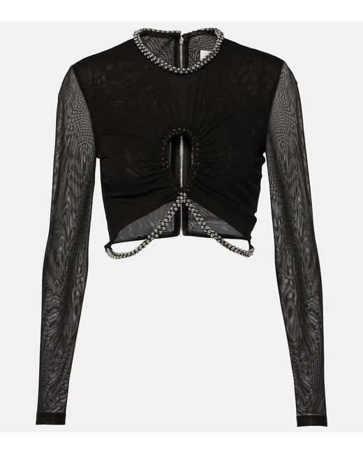 Dion Lee Embellished cutout jersey crop top