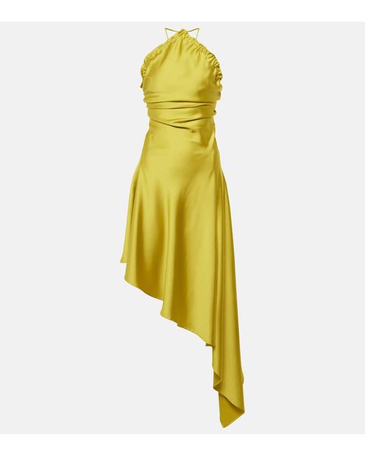 Attico Feather-trimmed satin gown