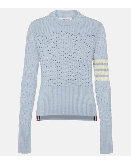 Thom Browne 4-Bar pointelle wool sweater