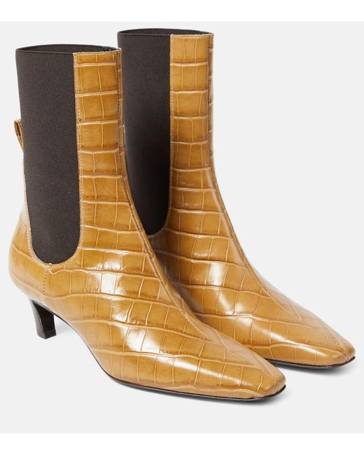 Totême The Mid Heel croc-effect ankle boots