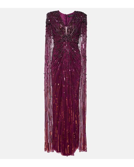 Jenny Packham Lotus Lady caped embellished gown