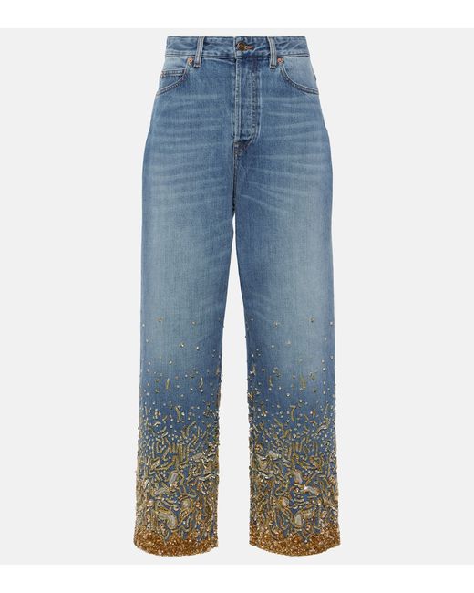 Valentino Beaded wide-leg jeans