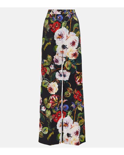 Dolce & Gabbana Floral cotton-blend wide-leg pants
