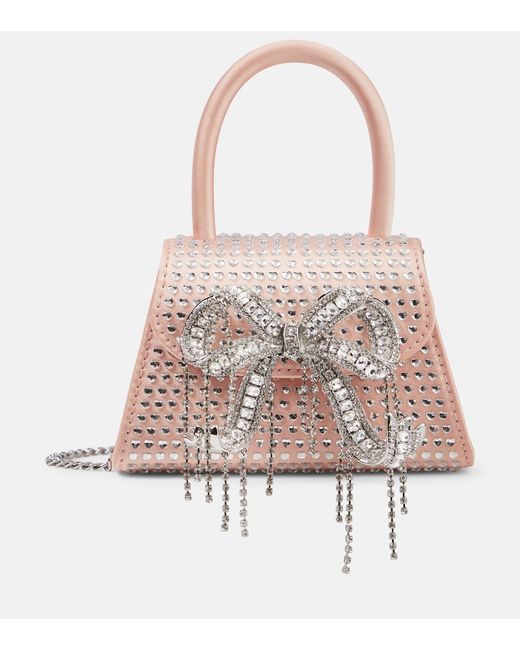 Self-Portrait The Bow Micro embellished tote bag