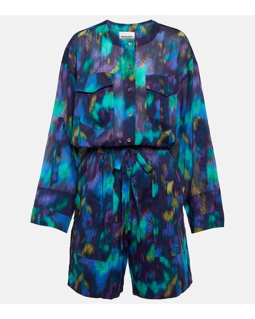 Marant Etoile Niely printed cotton playsuit