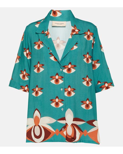 Adriana Degreas Vintage Orchid V-neck printed shirt