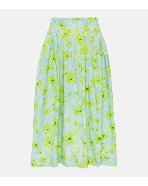 Marni Floral cotton poplin midi skirt