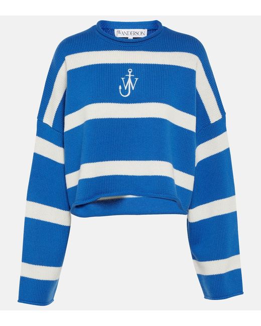 J.W.Anderson Striped cropped wool and cashmere sweater