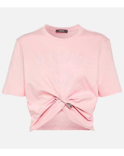 Versace Cropped cotton jersey T-shirt